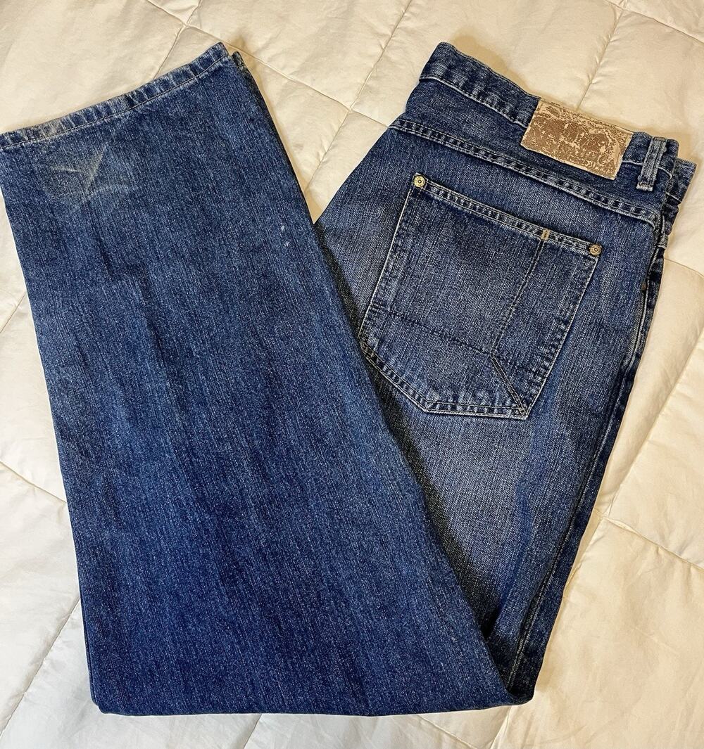 Vintage Y2K Nautica Baggy Skater Jeans 38/30 Blue Wash Fade Grunge Skater